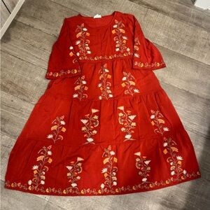 Embroidered Red Dress